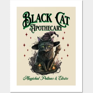 Black Cat Apothecary - Magickal Potions and Elixirs Halloween Posters and Art